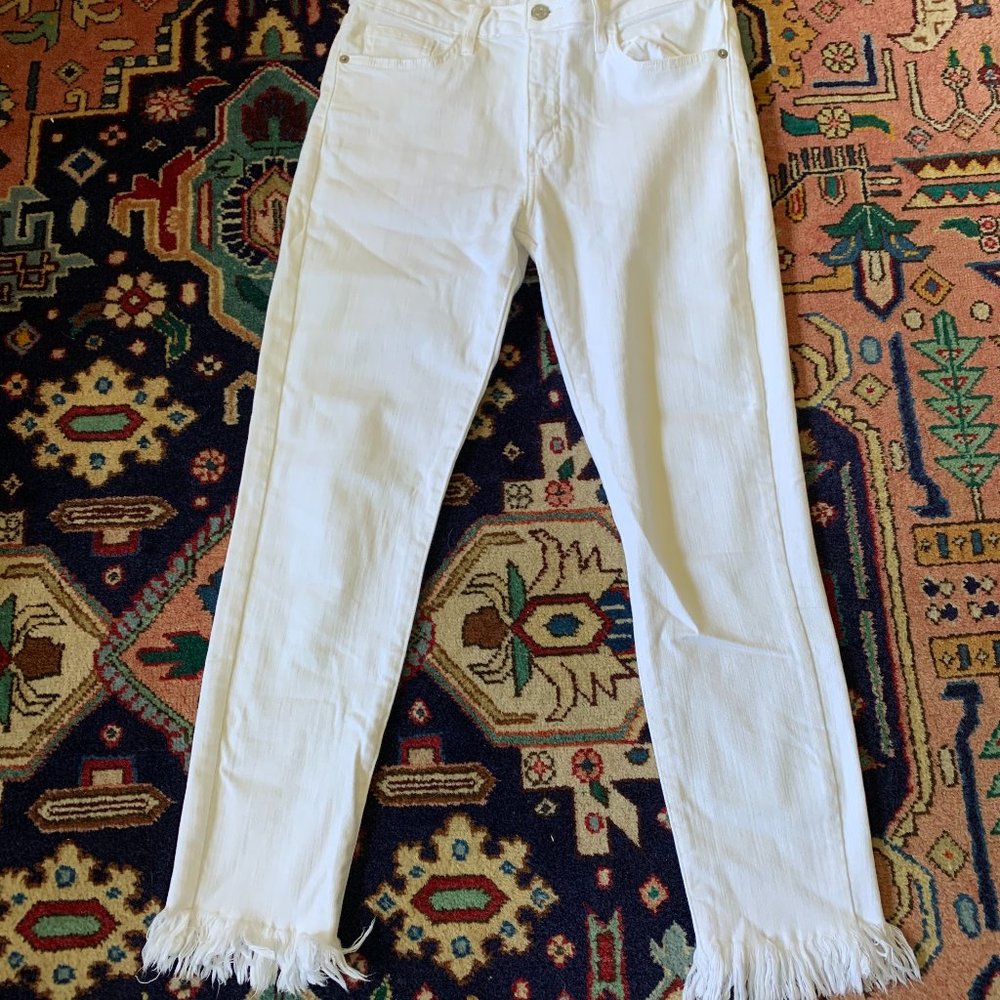 Just Black White Denim with Raw Hem